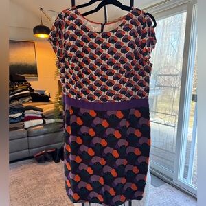 Boden Purple Multicolor Patterned Midi Dress